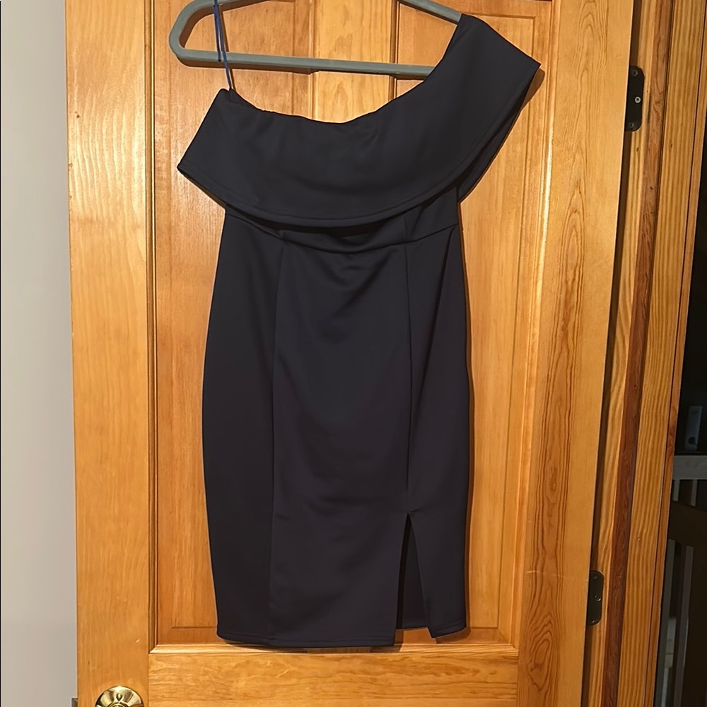 Navy Blue Off-Shoulder cocktail Dress